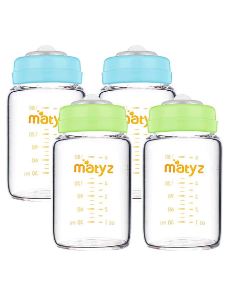 Botellas de Almacenamiento de Leche Materna Matyz 6 oz - Paquete de 4 Botellas de Almacenamiento de Leche Materna Matyz 6 oz - Paquete de 4