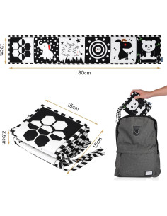 Libro de Tela para Bebés Vicloon en Blanco y Negro 0-6 Meses 2