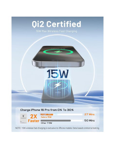 Pack Batería MagSafe 5000mAh Carga Inalámbrica 15W Qi2 2