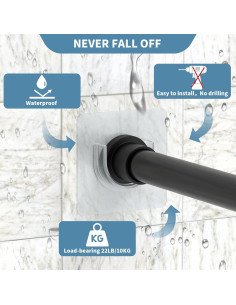 Soportes de Varilla de Ducha Adhesivos UAREP 4 Piezas 9.1 kg 2