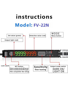 Amplificador de fibra óptica AKINLOAF FV-22N, sensor de proximidad 2