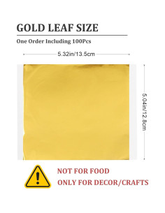 Hojas de Oro para Arte CINHOLL 100 Pcs 12.8x13.5 cm 2