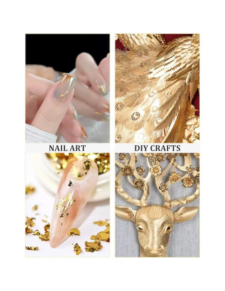 Hojas de Oro para Arte CINHOLL 100 Pcs 12.8x13.5 cm