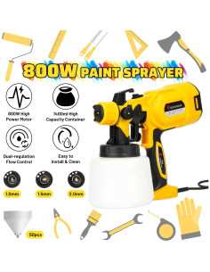 Pulverizador de pintura GUATTINE QZQ123 850W 1.39L 3 boquillas 2