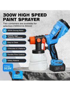 Pulverizador de pintura inalámbrico HHDQFTSLG 300W 1200ML 2