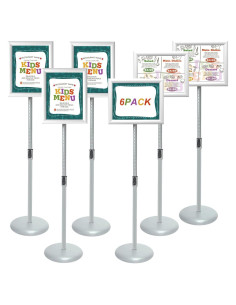 Soporte de Carteles Ajustable Aluminio Plata 21.6x27.9cm 6pack