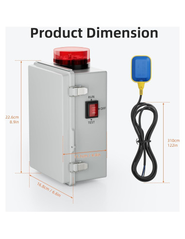 Alarma de Agua Joinfworld para Bomba de Sump 110dB IP68