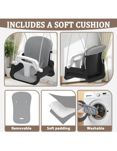 Columpio Plegable para Niños JWPEHOE con Cojín Negro