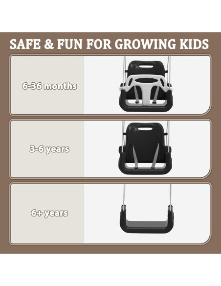 Columpio Plegable para Niños JWPEHOE con Cojín Negro