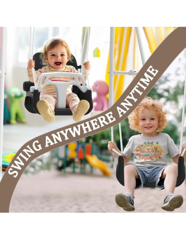 Columpio Plegable para Niños JWPEHOE con Cojín Negro