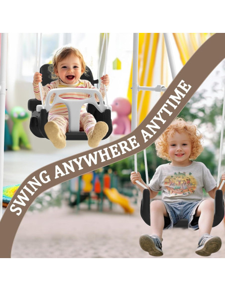 Columpio Plegable para Niños JWPEHOE con Cojín Negro