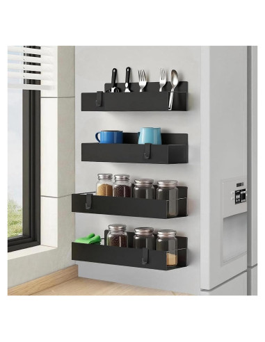 Organizador de Especias Magnético Cosy Family - 4 Estantes Negros