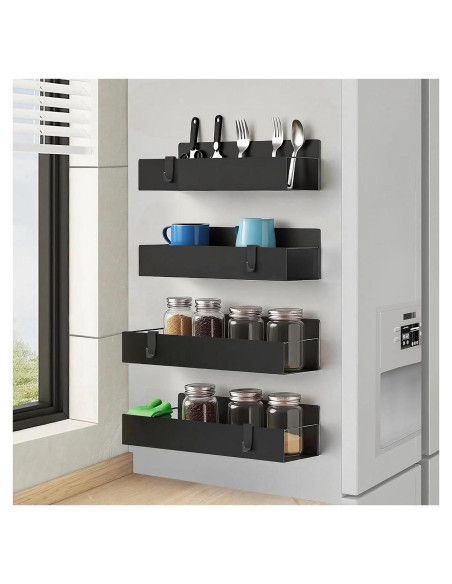 Organizador de Especias Magnético Cosy Family - 4 Estantes Negros