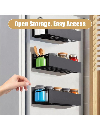 Organizador de Especias Magnético Cosy Family - 4 Estantes Negros