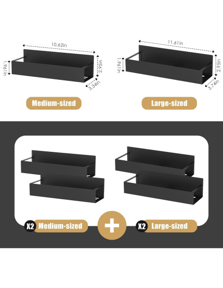 Organizador de Especias Magnético Cosy Family - 4 Estantes Negros