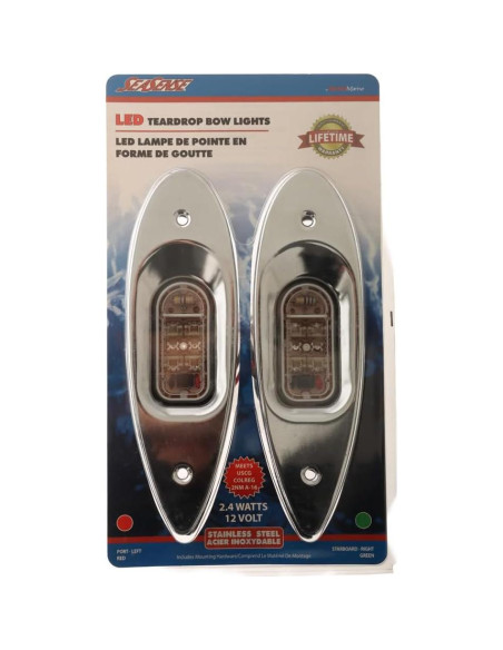 Luces LED de proa SeaSense rojas y verdes impermeables