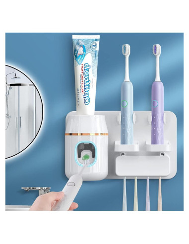 Dispensador Automático de Pasta Dental TuCao Blanco con Soporte