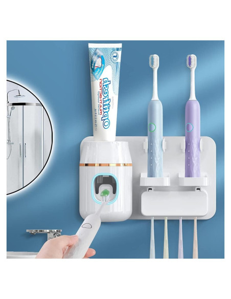 Dispensador Automático de Pasta Dental TuCao Blanco con Soporte
