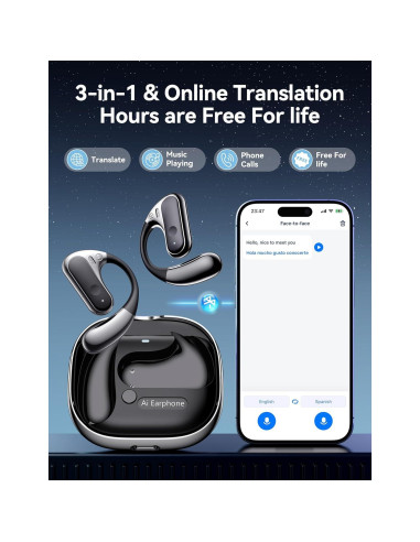 Auriculares de Traducción AI Ceymoal T19 139 Idiomas Bluetooth