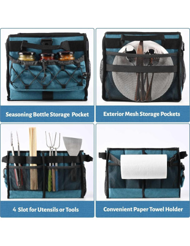 Caddy de Grill Lorbro Azul 25L con Soporte para Toallas