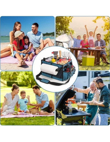 Caddy de Grill Lorbro Azul 25L con Soporte para Toallas