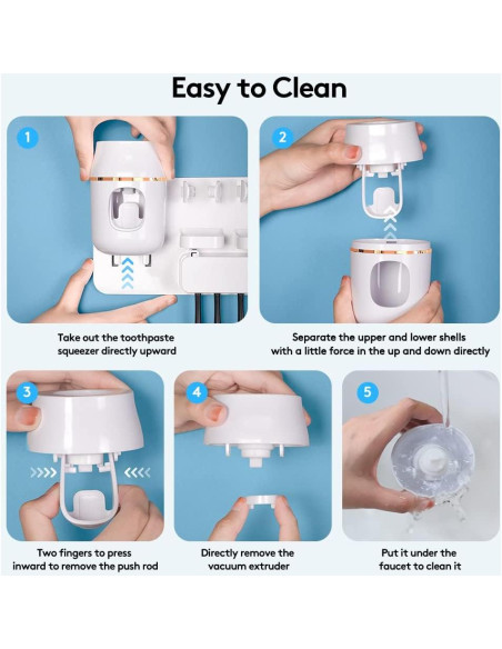 Dispensador Automático de Pasta Dental TuCao Blanco con Soporte