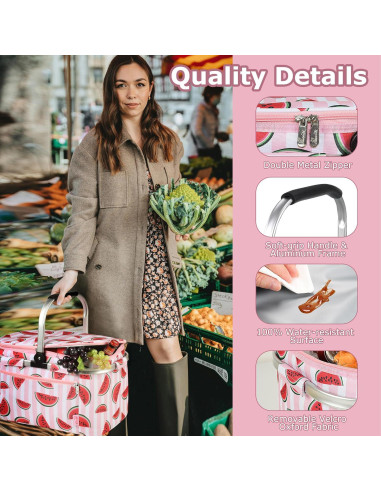 Cesta de Picnic Aislada Tirrinia 34L Rosa Resistente al Agua