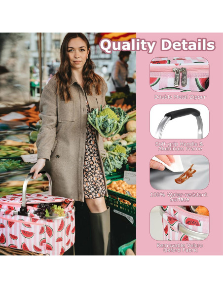 Cesta de Picnic Aislada Tirrinia 34L Rosa Resistente al Agua