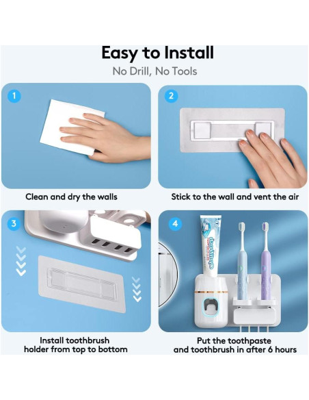 Dispensador Automático de Pasta Dental TuCao Blanco con Soporte