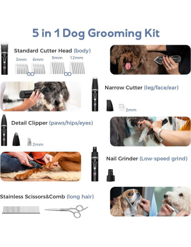 Kit de Aseo para Perros Kfonla 5 en 1 Inalámbrico y a Prueba de Agua