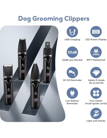 Kit de Aseo para Perros Kfonla 5 en 1 Inalámbrico y a Prueba de Agua