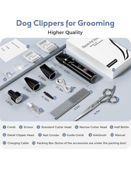 Kit de Aseo para Perros Kfonla 5 en 1 Inalámbrico y a Prueba de Agua