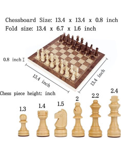 Juego de Ajedrez 3 en 1 DUBSTAR Plegable de Madera 34cm 2
