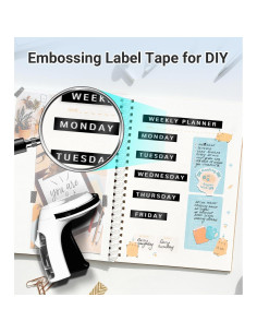 Etiquetadora Manual Vintage EazeID Omega S con 10 Cintas Negras 9mm 2