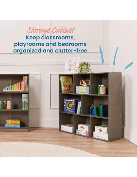 Armario de Almacenamiento ECR4Kids 8 Compartimentos 91cm Gris