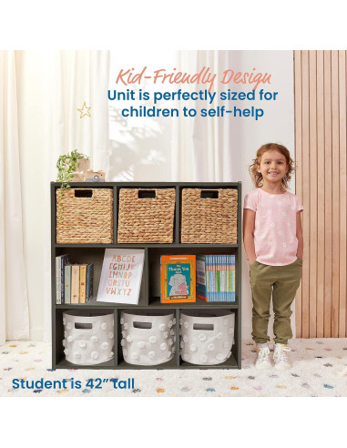 Armario de Almacenamiento ECR4Kids 8 Compartimentos 91cm Gris