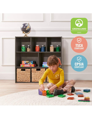 Armario de Almacenamiento ECR4Kids 8 Compartimentos 91cm Gris