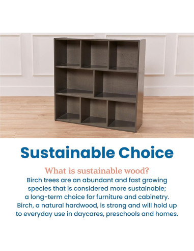 Armario de Almacenamiento ECR4Kids 8 Compartimentos 91cm Gris