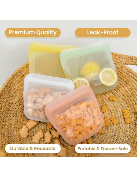 Set de 5 Bolsas de Silicona Reutilizables purifyou 170g a 1814g