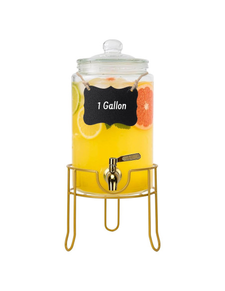 Dispensador de Bebidas de Vidrio 1 Galón DHSBTLS con Grifo