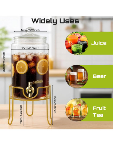 Dispensador de Bebidas de Vidrio 1 Galón DHSBTLS con Grifo