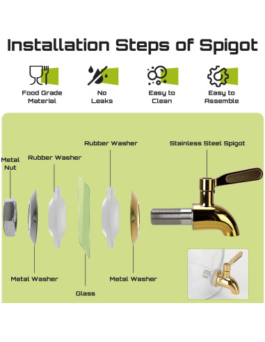 Dispensador de Bebidas de Vidrio 1 Galón DHSBTLS con Grifo