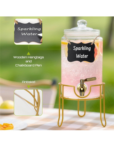 Dispensador de Bebidas de Vidrio 1 Galón DHSBTLS con Grifo