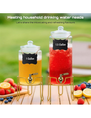 Dispensador de Bebidas de Vidrio 1 Galón DHSBTLS con Grifo