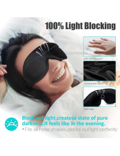Máscara para dormir blackout AUPHIL 3D ajustable sin presión 2