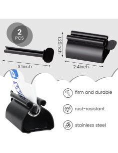 Exprimidor de Pasta de Dientes LOVEINUSA 2PCS Acero Inoxidable 2