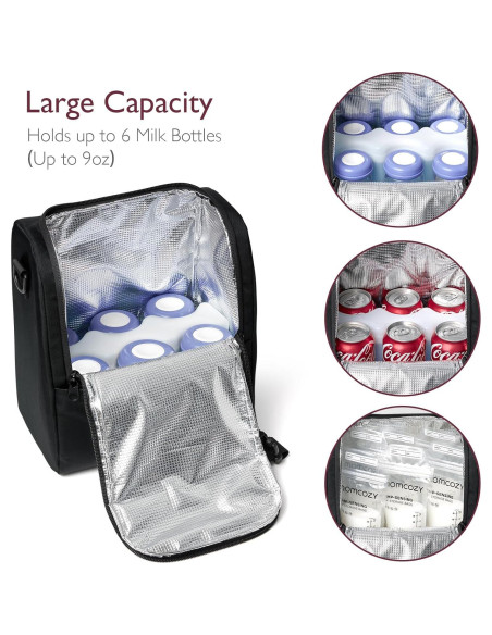 Bolsa de Enfriamiento de Leche Materna Momcozy Negra 6 Biberones