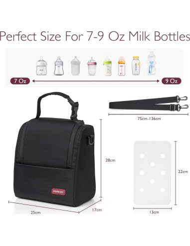 Bolsa de Enfriamiento de Leche Materna Momcozy Negra 6 Biberones