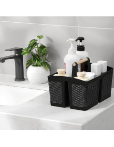 Cesta de Ducha Portátil rejomiik de Plástico Negro 27.4x19.6cm 2