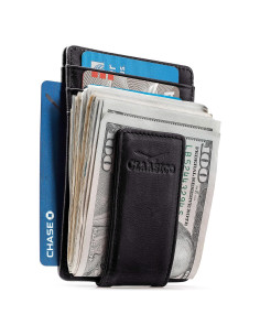 Cartera de Cuero para Hombre con Clip Magnético y RFID - Negro